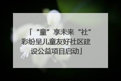 “童”享未来“社”彩纷呈儿童友好社区建设公益项目启动