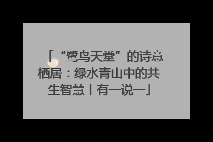 “鹭鸟天堂”的诗意栖居：绿水青山中的共生智慧丨有一说一