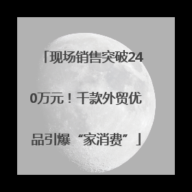 现场销售突破240万元！千款外贸优品引爆“家消费”