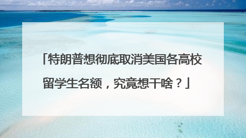 特朗普想彻底取消美国各高校留学生名额，究竟想干啥？