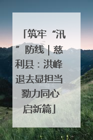 筑牢“汛”防线｜慈利县：洪峰退去显担当 勠力同心启新篇