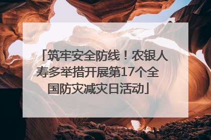 筑牢安全防线！农银人寿多举措开展第17个全国防灾减灾日活动