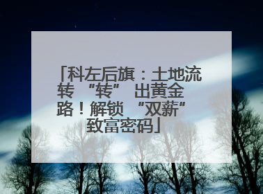 科左后旗：土地流转 “转” 出黄金路！解锁 “双薪” 致富密码