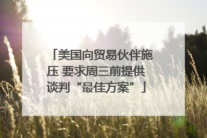 美国向贸易伙伴施压 要求周三前提供谈判“最佳方案”