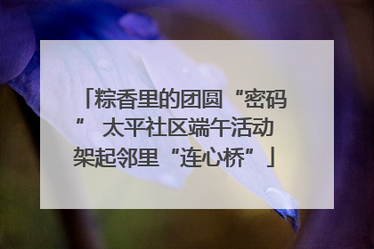 粽香里的团圆“密码” 太平社区端午活动架起邻里“连心桥”
