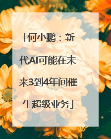 何小鹏：新一代AI可能在未来3到4年间催生超级业务