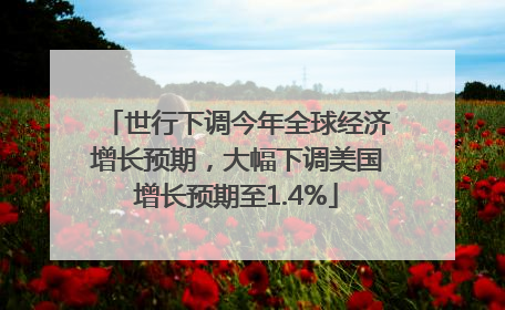 世行下调今年全球经济增长预期，大幅下调美国增长预期至1.4%