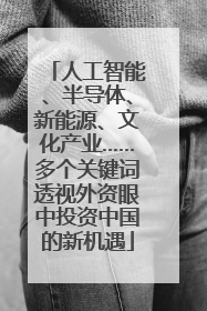 人工智能、半导体、新能源、文化产业……多个关键词透视外资眼中投资中国的新机遇