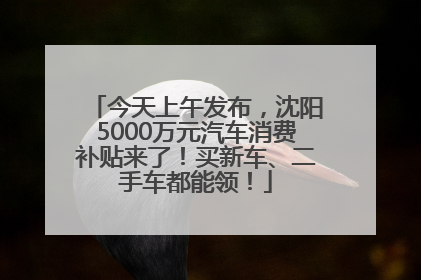 今天上午发布，沈阳5000万元汽车消费补贴来了！买新车、二手车都能领！