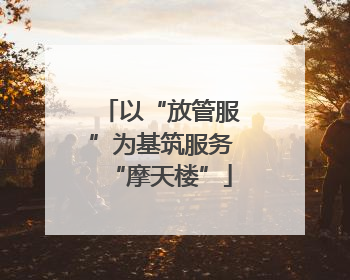 以“放管服”为基筑服务“摩天楼”