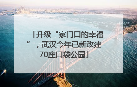 升级“家门口的幸福”，武汉今年已新改建70座口袋公园