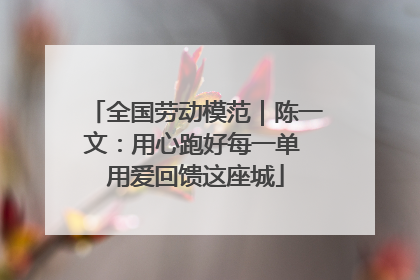 全国劳动模范｜陈一文：用心跑好每一单 用爱回馈这座城