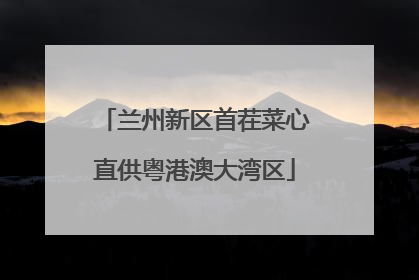 兰州新区首茬菜心直供粤港澳大湾区