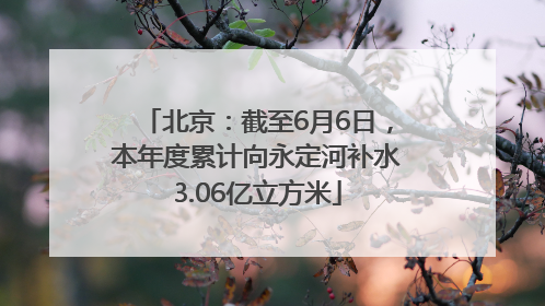 北京：截至6月6日，本年度累计向永定河补水3.06亿立方米