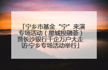 宁乡市基金“宁”来演专场活动（星城投融荟）暨长沙银行千企万户大走访·宁乡专场活动举行