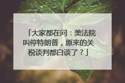 大家都在问：美法院叫停特朗普，原来的关税谈判都白谈了？