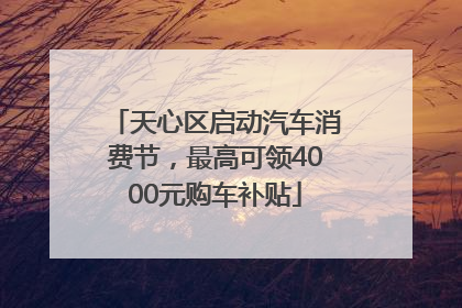 天心区启动汽车消费节，最高可领4000元购车补贴