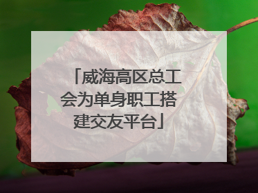 威海高区总工会为单身职工搭建交友平台