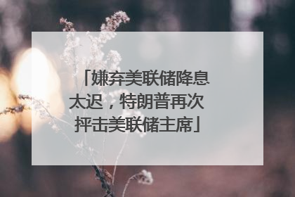 嫌弃美联储降息太迟，特朗普再次抨击美联储主席