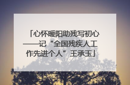 心怀暖阳助残写初心——记“全国残疾人工作先进个人”王承玉