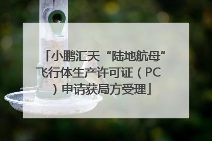 小鹏汇天“陆地航母”飞行体生产许可证（PC）申请获局方受理