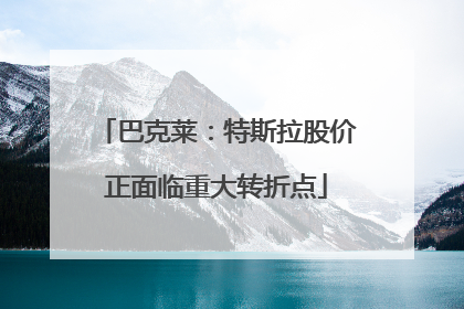 巴克莱：特斯拉股价正面临重大转折点
