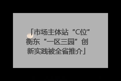 市场主体站“C位” 衡东“一区三园”创新实践被全省推介