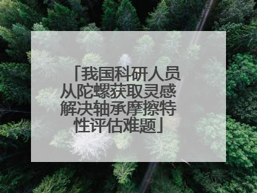 我国科研人员从陀螺获取灵感解决轴承摩擦特性评估难题