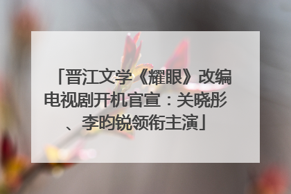 晋江文学《耀眼》改编电视剧开机官宣：关晓彤、李昀锐领衔主演