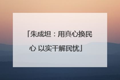 朱成坦：用真心换民心 以实干解民忧