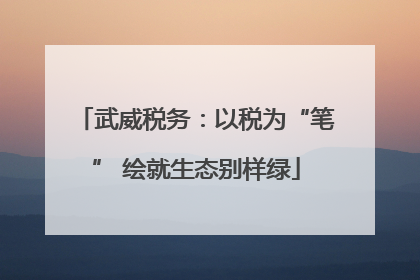 武威税务：以税为“笔” 绘就生态别样绿