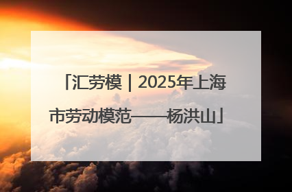 汇劳模｜2025年上海市劳动模范——杨洪山