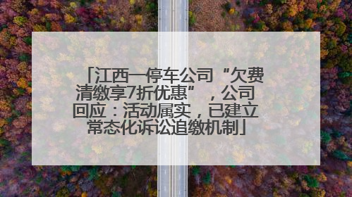 江西一停车公司“欠费清缴享7折优惠”，公司回应：活动属实，已建立常态化诉讼追缴机制
