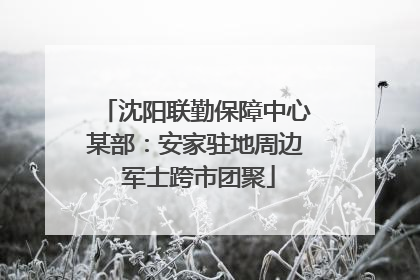 沈阳联勤保障中心某部：安家驻地周边 军士跨市团聚
