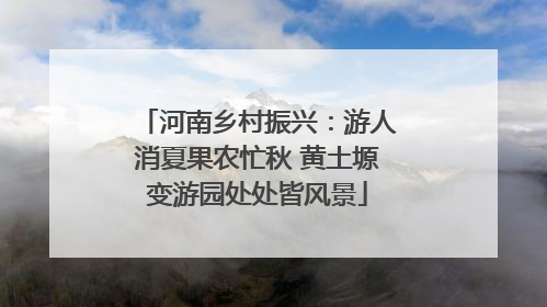 河南乡村振兴：游人消夏果农忙秋 黄土塬变游园处处皆风景