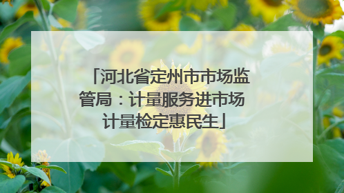 河北省定州市市场监管局：计量服务进市场 计量检定惠民生