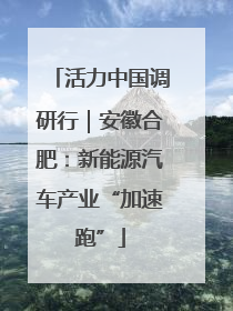 活力中国调研行｜安徽合肥：新能源汽车产业“加速跑”