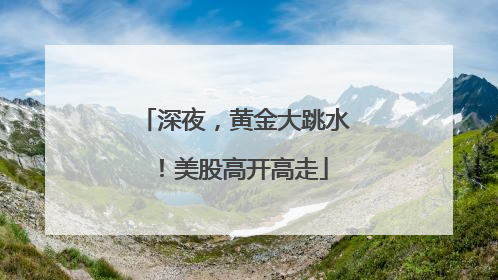 深夜，黄金大跳水！美股高开高走