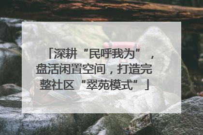 深耕“民呼我为”，盘活闲置空间，打造完整社区“翠苑模式”