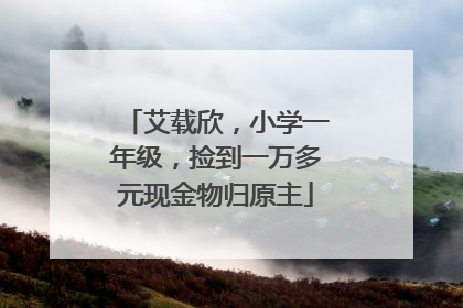 艾载欣，小学一年级，捡到一万多元现金物归原主