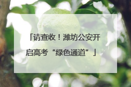 请查收！潍坊公安开启高考“绿色通道”