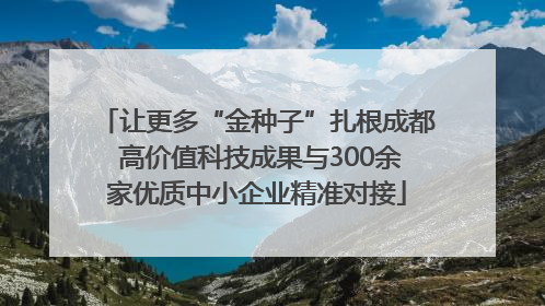 让更多“金种子”扎根成都 高价值科技成果与300余家优质中小企业精准对接