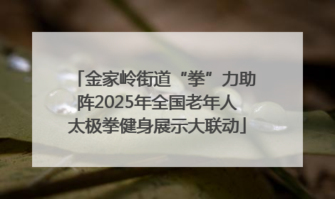 金家岭街道“拳”力助阵2025年全国老年人太极拳健身展示大联动