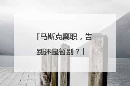 马斯克离职，告别还是暂别？
