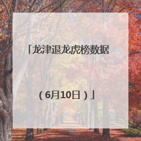 龙津退龙虎榜数据（6月10日）