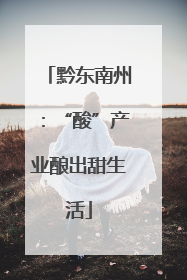 黔东南州：“酸”产业酿出甜生活